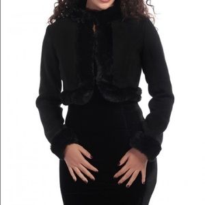 Collectif Black Faux Fur Trim Jacket